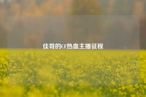 佳哥的CF热血主播征程