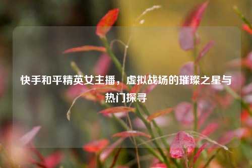 快手和平精英女主播,虚拟战场的璀璨之星与热门探寻