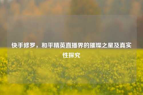 快手修罗，和平精英直播界的璀璨之星及真实性探究
