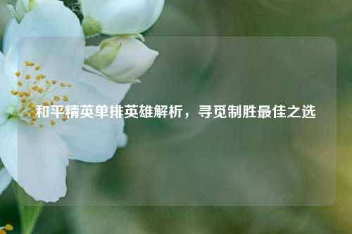 和平精英单排英雄解析,寻觅制胜最佳之选