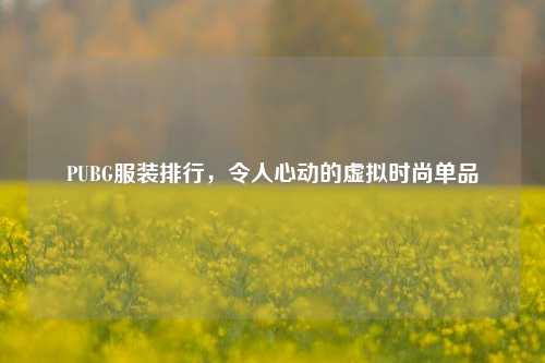 PUBG服装排行,令人心动的虚拟时尚单品