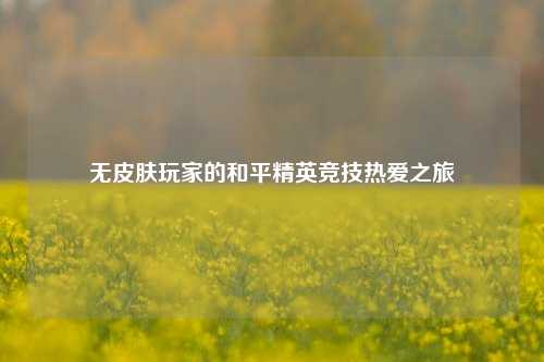 无皮肤玩家的和平精英竞技热爱之旅