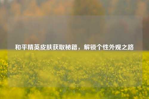 和平精英皮肤获取秘籍，解锁个性外观之路