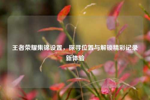王者荣耀集锦设置，探寻位置与解锁精彩记录新体验