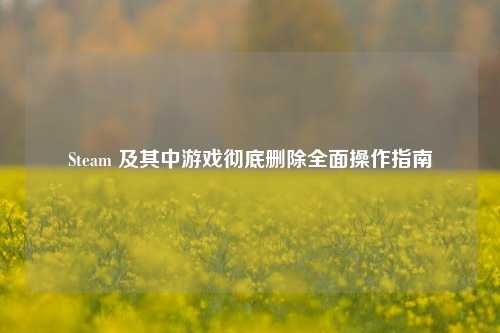 Steam 及其中游戏彻底删除全面操作指南