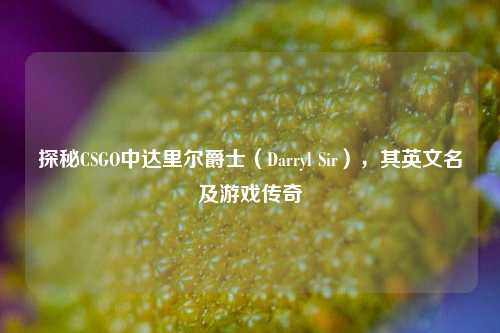 探秘CSGO中达里尔爵士(Darryl Sir),其英文名及游戏传奇