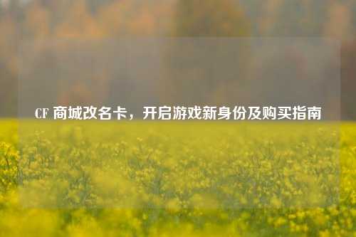 CF 商城改名卡,开启游戏新身份及购买指南