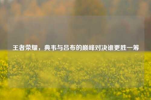 王者荣耀，典韦与吕布的巅峰对决谁更胜一筹
