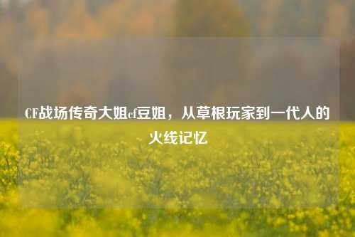 CF战场传奇大姐cf豆姐，从草根玩家到一代人的火线记忆