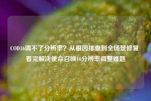 COD16调不了分辨率?从根因排查到全场景修复 看完解决使命召唤16分辨率调整难题