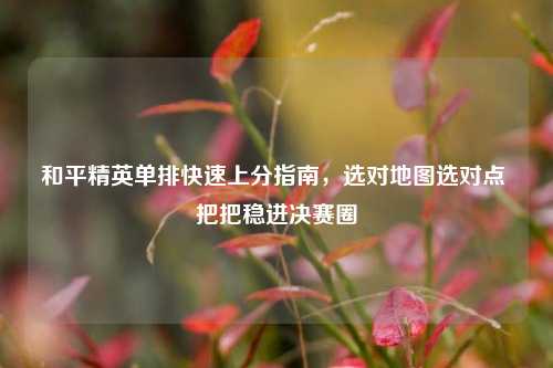 和平精英单排快速上分指南,选对地图选对点 把把稳进决赛圈