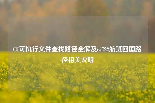 CF可执行文件查找路径全解及ca722航班回国路径相关说明