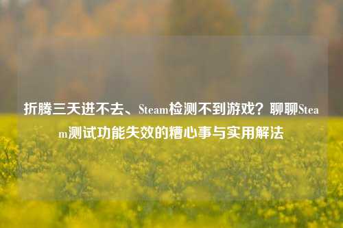 折腾三天进不去、Steam检测不到游戏?聊聊Steam测试功能失效的糟心事与实用解法