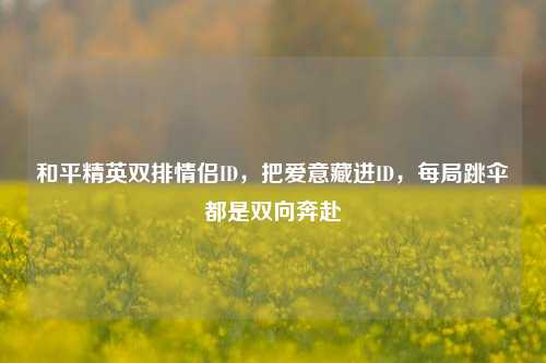 和平精英双排情侣ID,把爱意藏进ID,每局跳伞都是双向奔赴