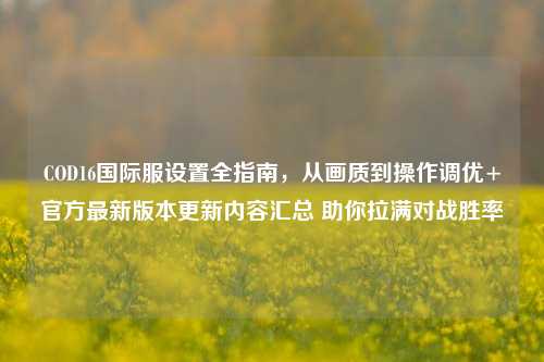 COD16国际服设置全指南,从画质到操作调优+官方最新版本更新内容汇总 助你拉满对战胜率