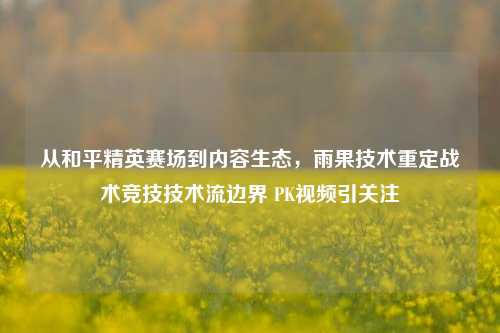 从和平精英赛场到内容生态,雨果技术重定战术竞技技术流边界 PK视频引关注