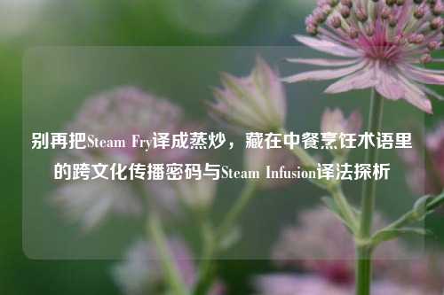 别再把Steam Fry译成蒸炒,藏在中餐烹饪术语里的跨文化传播密码与Steam Infusion译法探析