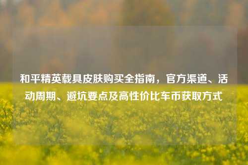 和平精英载具皮肤购买全指南,官方渠道、活动周期、避坑要点及高性价比车币获取方式