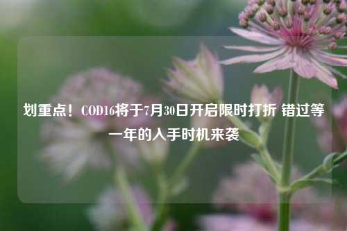 划重点!COD16将于7月30日开启限时打折 错过等一年的入手时机来袭