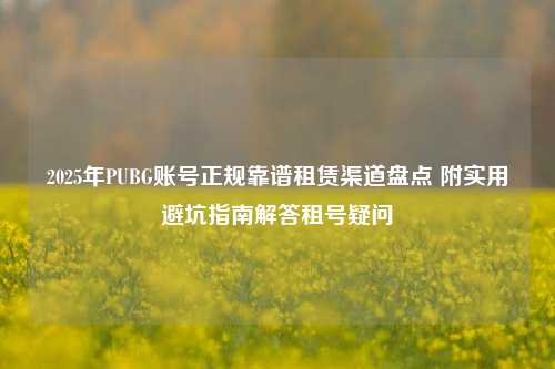 2025年PUBG账号正规靠谱租赁渠道盘点 附实用避坑指南解答租号疑问