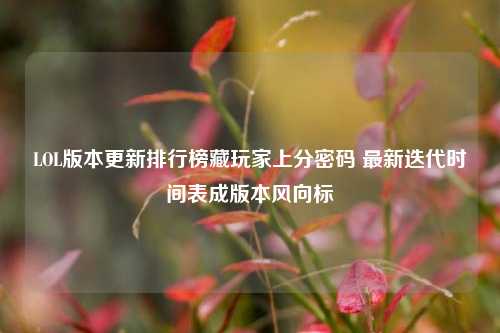 LOL版本更新排行榜藏玩家上分密码 最新迭代时间表成版本风向标