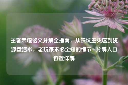 王者荣耀铭文分解全指南,从踩坑重灾区到资源盘活术,老玩家未必全知的细节+分解入口位置详解