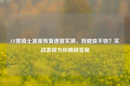 CF黑骑士准星恢复速度实测,到底快不快?实战表现为你揭晓答案