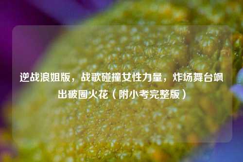 逆战浪姐版,战歌碰撞女性力量,炸场舞台飒出破圈火花(附小考完整版)