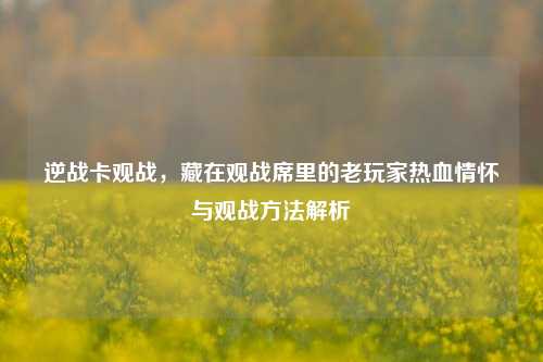 逆战卡观战，藏在观战席里的老玩家热血情怀与观战方法解析