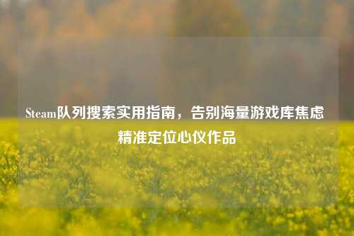 Steam队列搜索实用指南，告别海量游戏库焦虑 精准定位心仪作品
