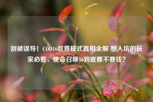 别被误导！COD16收费模式真相全解 想入坑的玩家必看，使命召唤16到底要不要钱？
