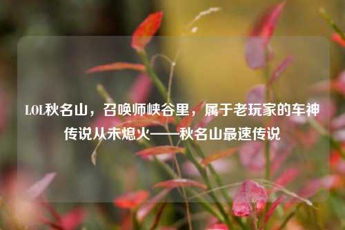 LOL秋名山,召唤师峡谷里,属于老玩家的车神传说从未熄火——秋名山最速传说