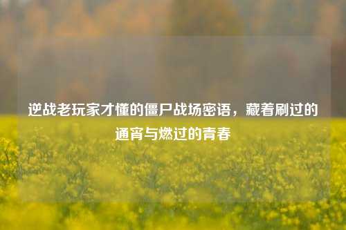 逆战老玩家才懂的僵尸战场密语,藏着刷过的通宵与燃过的青春