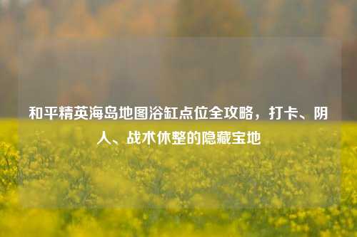 和平精英海岛地图浴缸点位全攻略,打卡、阴人、战术休整的隐藏宝地