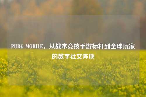PUBG MOBILE,从战术竞技手游标杆到全球玩家的数字社交阵地