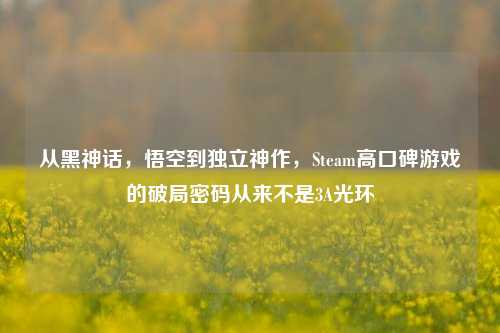 从黑神话,悟空到独立神作,Steam高口碑游戏的破局密码从来不是3A光环