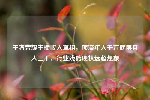 王者荣耀主播收入真相,顶流年入千万底层月入三千,行业残酷现状远超想象