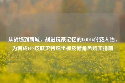 从战场到商城,刻进玩家记忆的COD16付费人物,为何成FPS皮肤史特殊坐标及新角色购买指南