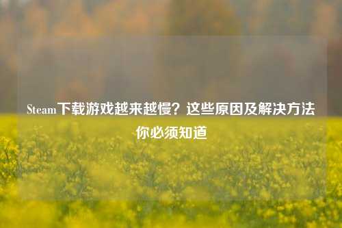 Steam下载游戏越来越慢？这些原因及解决方法你必须知道