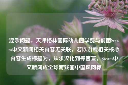 混杂问题,天津格林国际幼儿园学费与前面Steam中文新闻相关内容无关联,若以游戏相关核心内容生成标题为,从求汉化到等官宣,Steam中文新闻成全球游戏圈中国风向标