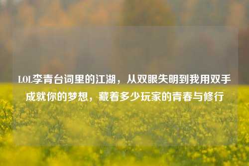 LOL李青台词里的江湖，从双眼失明到我用双手成就你的梦想，藏着多少玩家的青春与修行