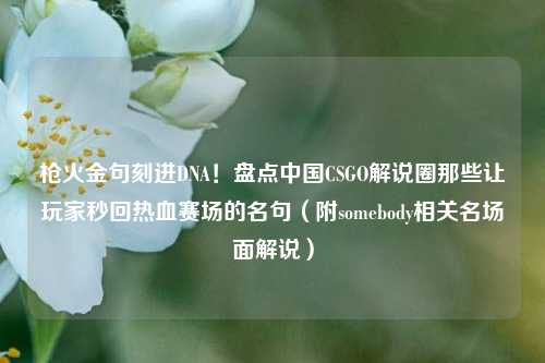 枪火金句刻进DNA!盘点中国CSGO解说圈那些让玩家秒回热血赛场的名句(附somebody相关名场面解说)