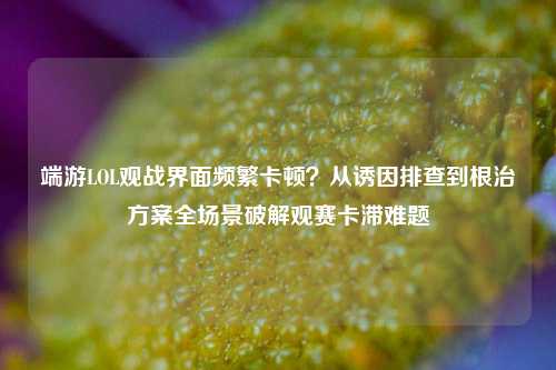 端游LOL观战界面频繁卡顿?从诱因排查到根治方案全场景破解观赛卡滞难题