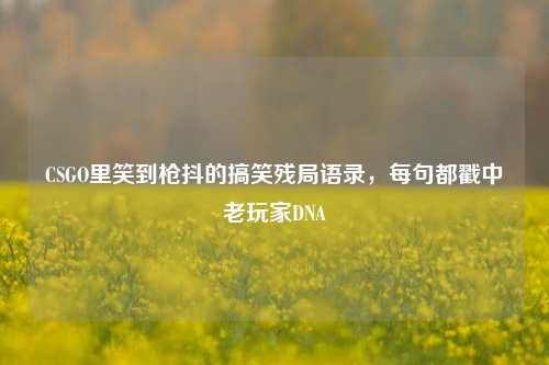CSGO里笑到枪抖的搞笑残局语录,每句都戳中老玩家DNA