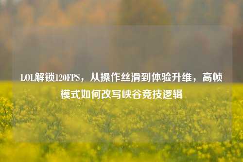 LOL解锁120FPS,从操作丝滑到体验升维,高帧模式如何改写峡谷竞技逻辑