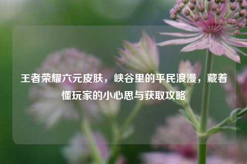 王者荣耀六元皮肤,峡谷里的平民浪漫,藏着懂玩家的小心思与获取攻略