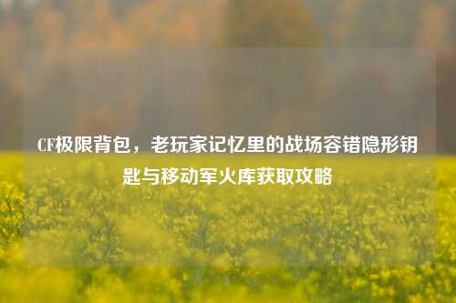 CF极限背包,老玩家记忆里的战场容错隐形钥匙与移动军火库获取攻略