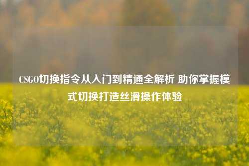 CSGO切换指令从入门到精通全解析 助你掌握模式切换打造丝滑操作体验