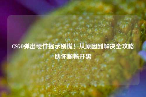 CSGO弹出硬件提示别慌！从原因到解决全攻略助你顺畅开黑