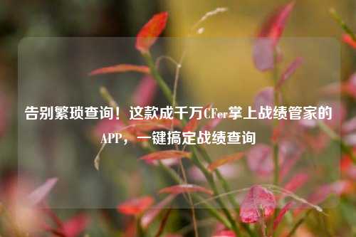 告别繁琐查询！这款成千万CFer掌上战绩管家的APP，一键搞定战绩查询